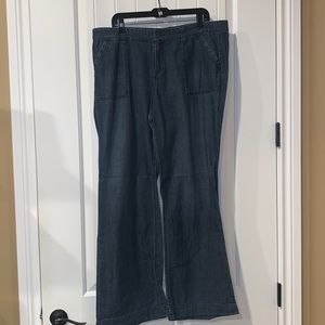 Wide leg denim trouser pant